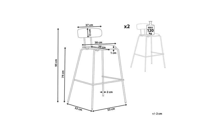 Barstol Sibley set om 2 Svart - Svart - Möbler - Fåtölj & stolar - Barstol & barpall