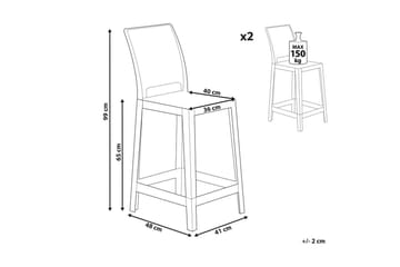 Barstol Wellington set om 2 Vit - Vit - Möbler - Fåtölj & stolar - Barstol & barpall