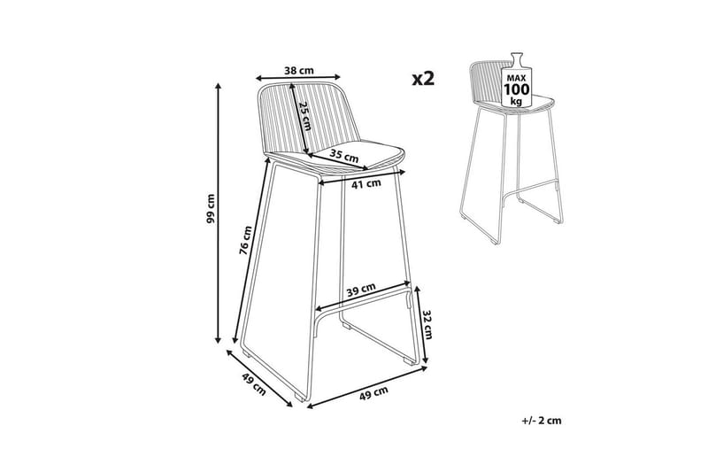 Barstol Pensacola set om 2 Guld-Svart - Guld-Svart - Möbler - Fåtölj & stolar - Barstol & barpall