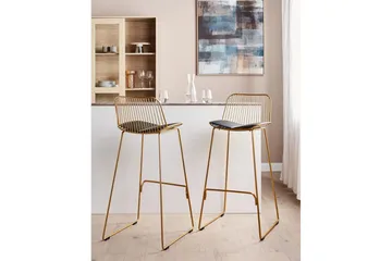 Barstol Pensacola set om 2 Guld-Svart - Guld-Svart - Möbler - Fåtölj & stolar - Barstol & barpall