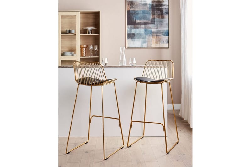 Barstol Pensacola set om 2 Guld-Svart - Guld-Svart - Möbler - Fåtölj & stolar - Barstol & barpall