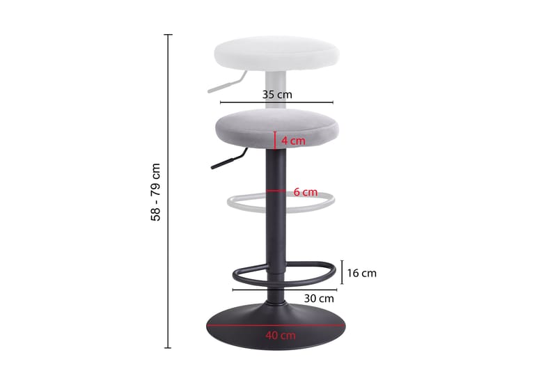 Barstol Clanton - Ljusgrå/Svart - Barstol & barpall