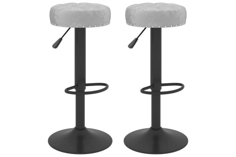 Barstolar 2 st grå sammet - Grå - Barstol & barpall