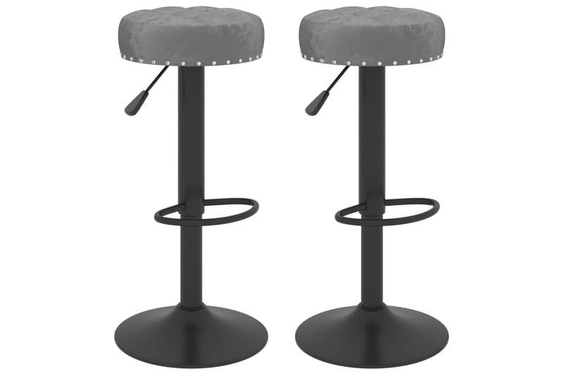 Barstolar 2 st mörkgrå sammet - Grå - Barstol & barpall