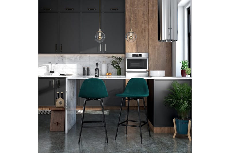 Calvin Barstol Grön/Sammet - Dorel Home - Möbler - Fåtölj & stolar - Barstol & barpall