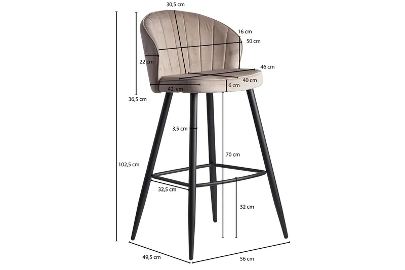 Willowdale Barstol med Ryggstöd - Krämvit/Svart - Möbler - Fåtölj & stolar - Barstol & barpall