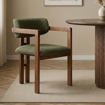 Bonavista Stol - grön och valnöt - Möbler - Fåtölj & stolar - Matstol & köksstol