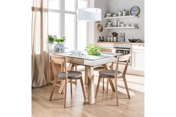 Chair Matstol i Tyg och Ljust Trä - Gråbeige - Möbler - Fåtölj & stolar - Matstol & köksstol