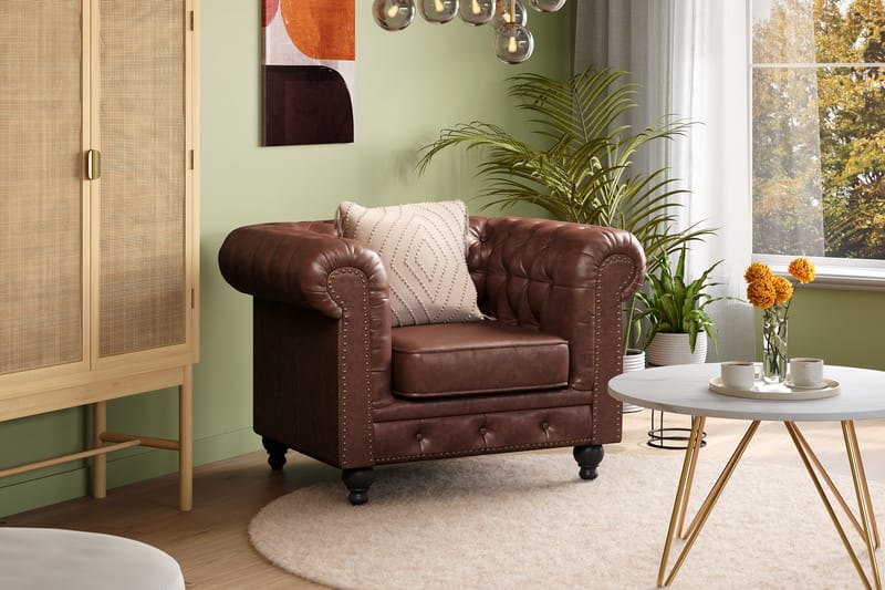 Chesterfield Deluxe Fåtölj - Mörkbrun - Möbler - Fåtölj & stolar - Fåtölj