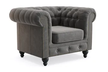 Chesterfield Deluxe Fåtölj - Mörkgrå - Möbler - Fåtölj & stolar - Fåtölj