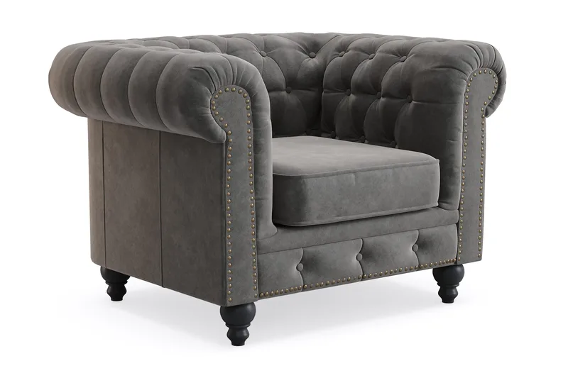 Chesterfield Deluxe Fåtölj - Mörkgrå - Möbler - Fåtölj & stolar - Fåtölj