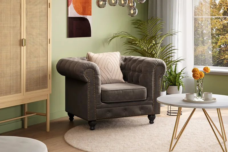 Chesterfield Deluxe Fåtölj - Mörkgrå - Möbler - Fåtölj & stolar - Fåtölj