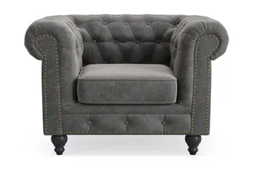 Chesterfield Deluxe Fåtölj - Mörkgr å - Möbler - Fåtölj & stolar - Fåtölj