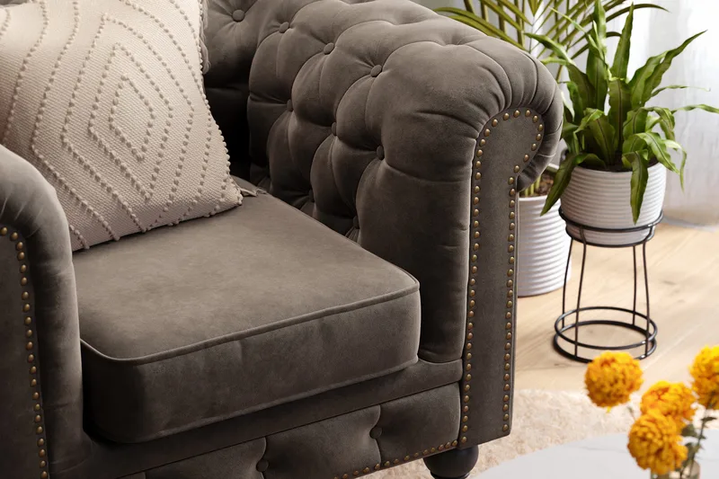 Chesterfield Deluxe Fåtölj - Mörkgrå - Möbler - Fåtölj & stolar - Fåtölj