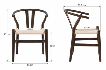 Dastoori Karmstol Matstol med Armstöd i Bokträ med Rökt Ek-utseende med Flätad Sits - Ljusbeige - Möbler - Fåtölj & stolar - Matstol & köksstol