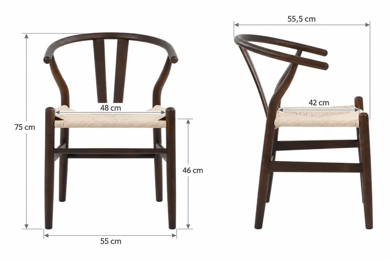 Dastoori Karmstol Matstol med Armstöd i Bokträ med Rökt Ek-utseende med Flätad Sits - Ljusbeige - Möbler - Fåtölj & stolar - Matstol & köksstol