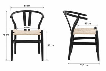 Dastoori Karmstol Matstol med Armstöd i Bokträ med Svartlaserad Ek-utseende med Flätad Sits - Ljusbeige - Möbler - Fåtölj & stolar - Matstol & köksstol