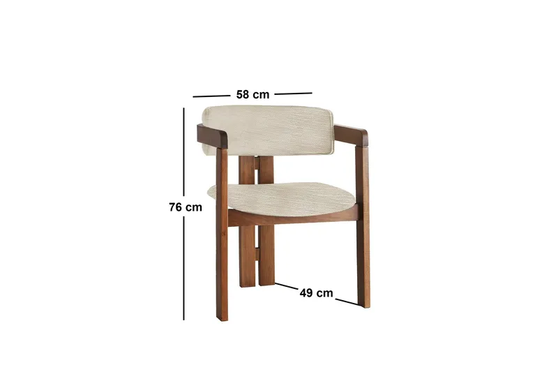 Dellon Karmstol - Ljusgrå/Valnöt - Möbler - Fåtölj & stolar - Matstol & köksstol