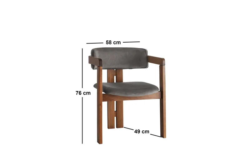 Dellon Karmstol - Valnöt/Antracit - Möbler - Fåtölj & stolar - Matstol & köksstol