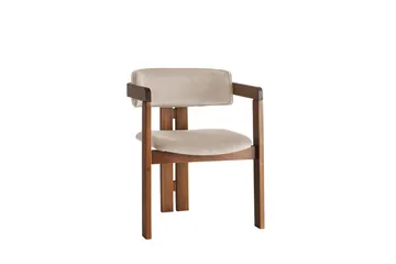 Dellon Karmstol - Valnöt/Beige - Möbler - Fåtölj & stolar - Matstol & köksstol