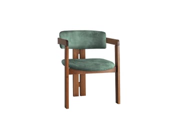 Dellon Karmstol - Valnöt/Grön - Möbler - Fåtölj & stolar - Matstol & köksstol