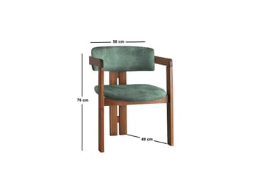 Dellon Karmstol - Valnöt/Grön - Möbler - Fåtölj & stolar - Matstol & köksstol