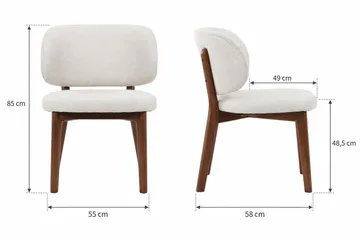 Eira Matstol & Köksstol i Trä med Valnötsutseende med rundad rygg och tygsits - Offwhite - Möbler - Fåtölj & stolar - Matstol & köksstol