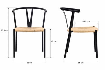 Elysia Matstol med armstöd metall och flätad sits - Svart - Möbler - Fåtölj & stolar - Matstol & köksstol