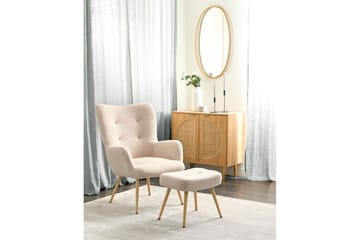 Öronlappsfåtölj Vejle - Rosa, mörkt trä - Möbler - Fåtölj & stolar - Fåtölj - Öronlappsfåtölj