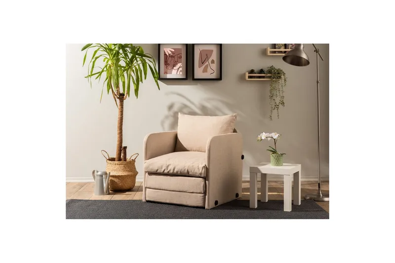 1-sits bäddsoffa Rubby Beige - Beige - Möbler - Fåtölj & stolar - Fåtölj - Bäddfåtölj