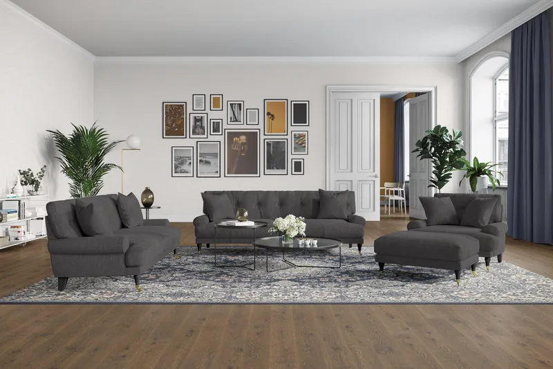 Andrew Loveseat - Mörkgrå/Mässing - Möbler - Fåtölj & stolar - Fåtölj