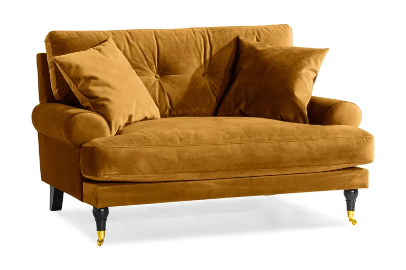Andrew Loveseat Sammet, Amber/Mässing