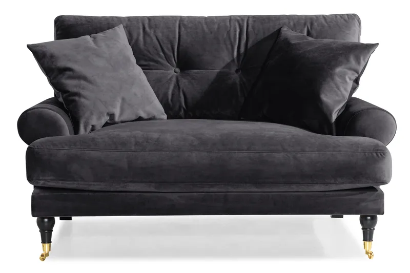 Andrew Loveseat Sammet - Mörkgrå/Mässing - Möbler - Fåtölj & stolar - Fåtölj - Sammetsfåtölj