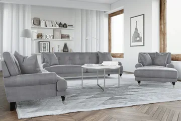 Andrew Loveseat Sammet - Silvergrå/Krom - Möbler - Fåtölj & stolar - Fåtölj - Sammetsfåtölj