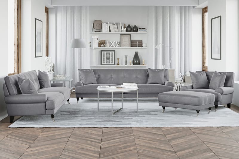 Andrew Loveseat Sammet - Silvergrå/Krom - Möbler - Fåtölj & stolar - Fåtölj - Sammetsfåtölj