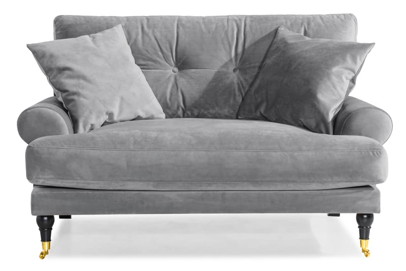 Andrew Loveseat Sammet - Silvergrå/Mässing - Möbler - Fåtölj & stolar - Fåtölj - Sammetsfåtölj