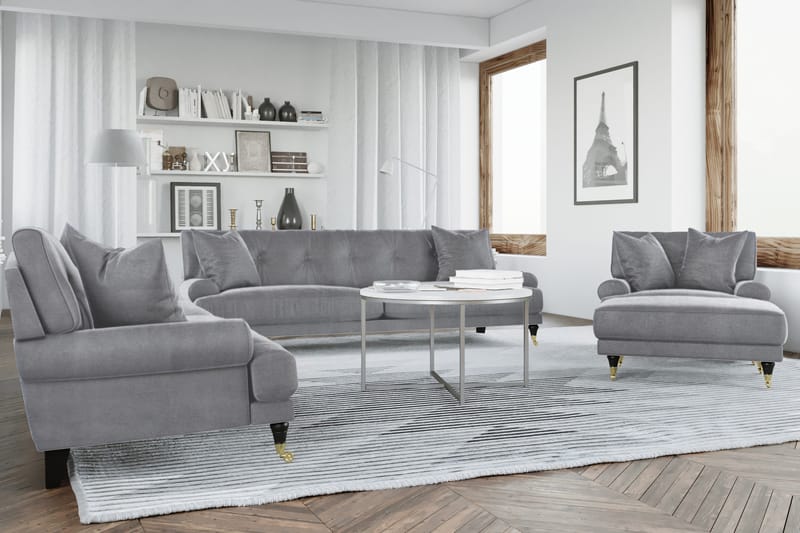 Andrew Loveseat Sammet - Silvergrå/Mässing - Möbler - Fåtölj & stolar - Fåtölj - Sammetsfåtölj