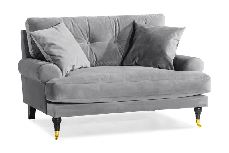 Andrew Loveseat Sammet - Silvergrå/Mässing - Möbler - Fåtölj & stolar - Fåtölj - Sammetsfåtölj
