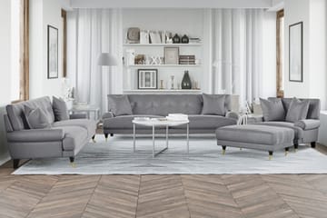 Andrew Loveseat Sammet - Silvergrå/Mässing - Möbler - Fåtölj & stolar - Fåtölj - Sammetsfåtölj