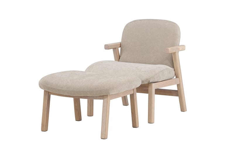 Armchair Rile Beige Fåtölj + Ottoman - Möbler - Fåtölj & stolar - Fåtölj - Fåtölj med fotpall