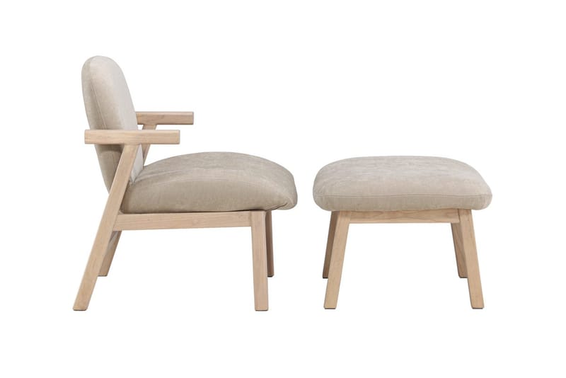 Armchair Rile Beige Fåtölj + Ottoman - Möbler - Fåtölj & stolar - Fåtölj - Fåtölj med fotpall
