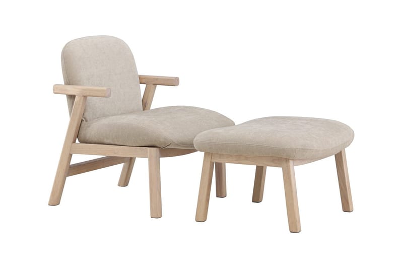 Armchair Rile Beige Fåtölj + Ottoman - Möbler - Fåtölj & stolar - Fåtölj - Fåtölj med fotpall