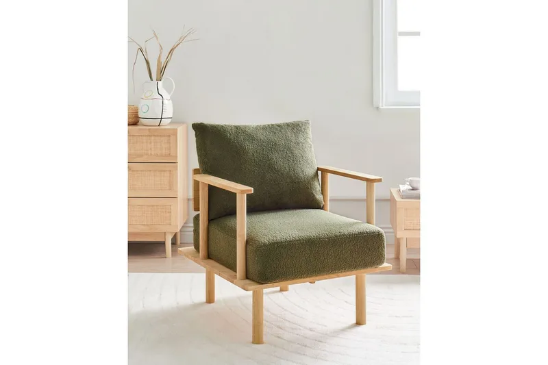 Fåtölj Asker - Grönt, ljust trä - Möbler - Fåtölj & stolar - Fåtölj