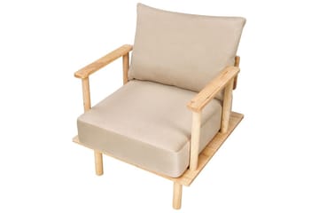 Fåtölj Asker - Sandbeige, ljust trä - Möbler - Fåtölj & stolar - Fåtölj