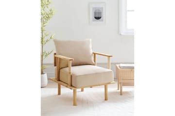 Fåtölj Asker - Sandbeige, ljust trä - Möbler - Fåtölj & stolar - Fåtölj