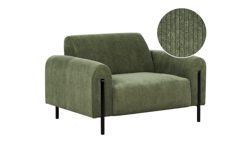 Fåtölj Askim, Olivgrön, Svart/Manchestertyg