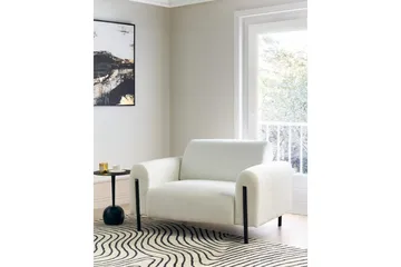 Fåtölj Askim - Vit, Svart/Bouclé - Möbler - Fåtölj & stolar - Fåtölj