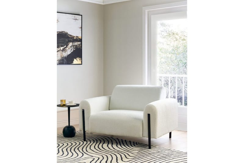 Fåtölj Askim - Vit, Svart/Bouclé - Möbler - Fåtölj & stolar - Fåtölj