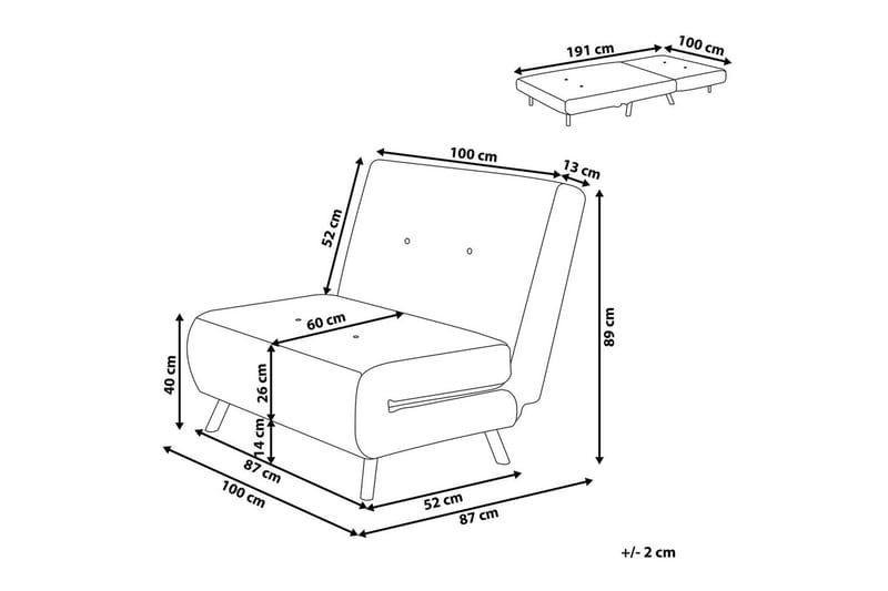 Bäddsoffa Farris - Grå, Silver - Möbler - Fåtölj & stolar - Fåtölj - Bäddfåtölj