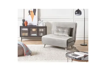 Bäddsoffa Farris - Grå/Silver - Möbler - Fåtölj & stolar - Fåtölj - Sammetsfåtölj